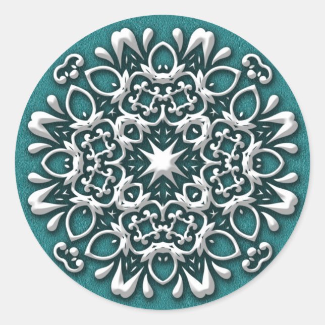 Élégant Silver et Sticker de Noël Turquoise (Devant)