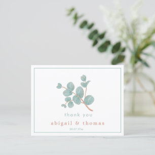 Elegant Silver Eucalyptus - Wedding Thank You Postcard