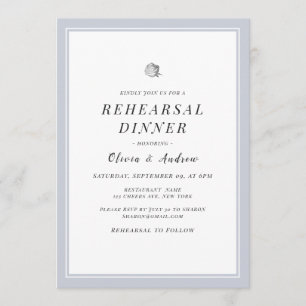 Elegant Silver Floral minimalist Rehearsal Dinner Invitation