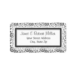 Elegant Silver Floral Swirls Pattern Frame Label