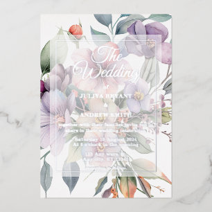 Elegant silver floral transparent  Wedding 