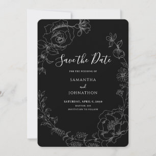 Elegant Silver Floral Wedding  Save The Date
