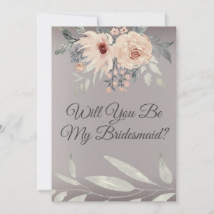 Elegant Silver Floral Will You Be My Bridesmaid Invitation