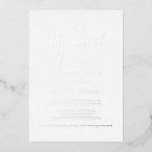 Elegant Silver Foil Calligraphy Rehearsal Dinner