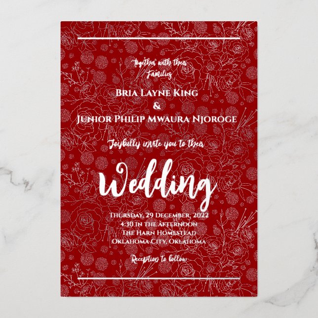 Elegant Silver Foil Floral Photo  (Front)