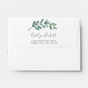 Elegant Silver Foil Geometric Eucalyptus Foliage Envelope