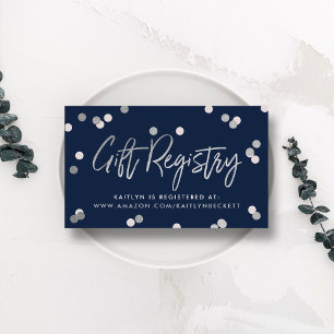 Elegant Silver Foil Gift Registry Wedding Enclosure Card