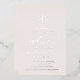Elegant Silver Foil Grey Monogram Wedding