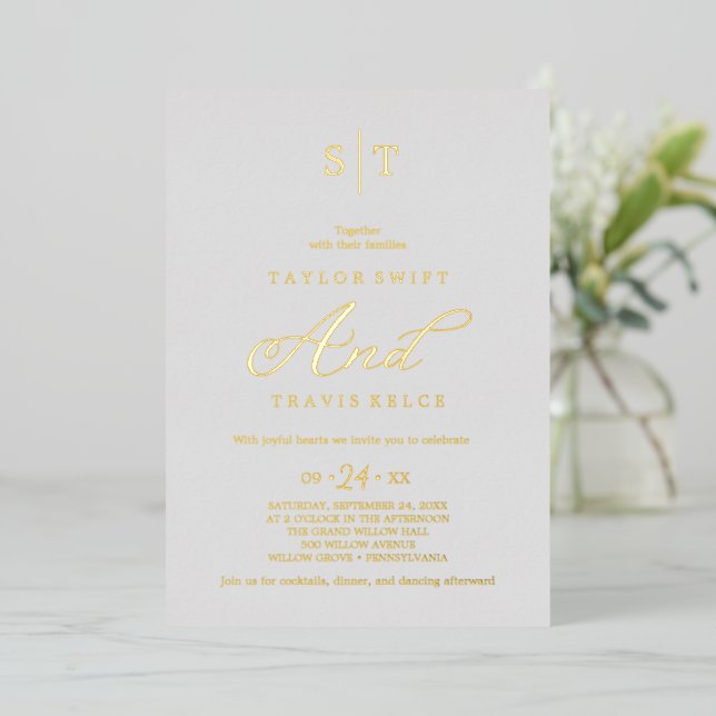 Elegant Silver Foil | Grey Monogram Wedding  (Standing Front)