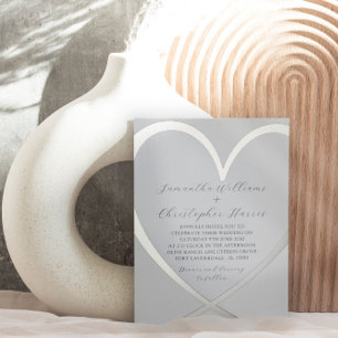 Elegant Silver Foil Heart Dusty Blue Wedding 