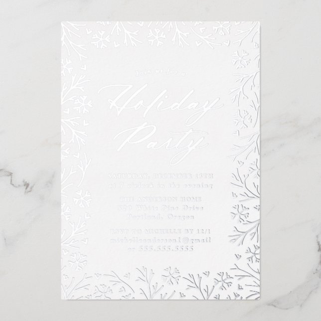 Elegant Silver Foil Snowflake Holiday Party (Front)