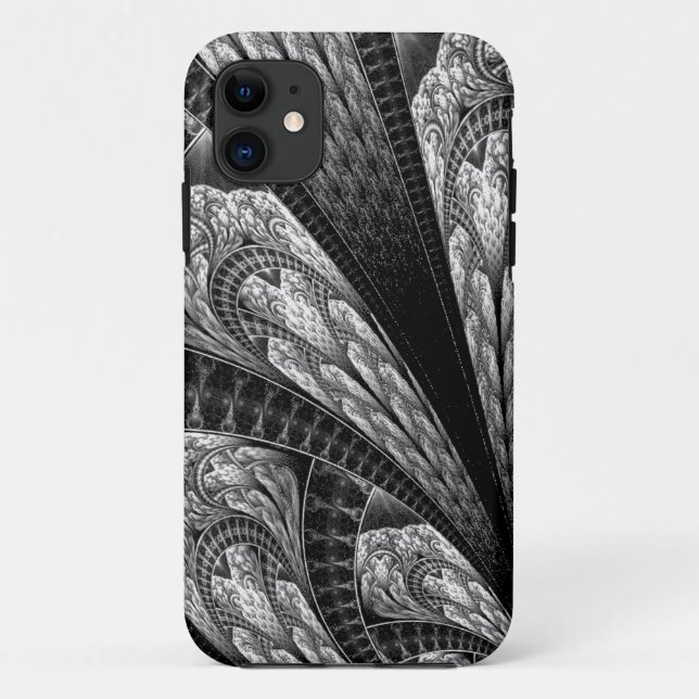 Elegant Silver Fractal Design Digital Art Case-Mate iPhone Case (Back)
