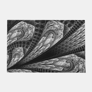 Elegant Silver Fractal Design Digital Art Doormat
