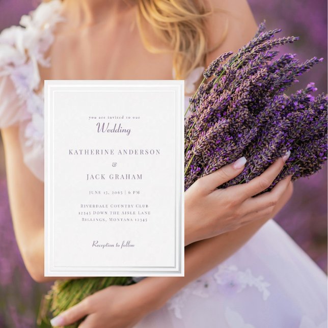 Elegant Silver Frame Lavender Text Wedding Silver (Creator Uploaded)
