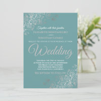 Elegant Silver Frills Teal Wedding