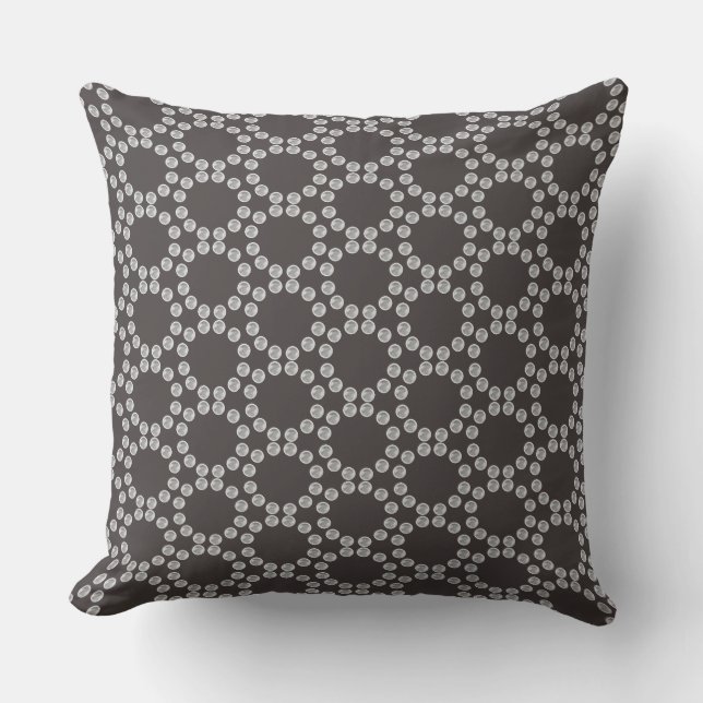 Elegant Silver Geometric Pattern Throw Pillow (Front)