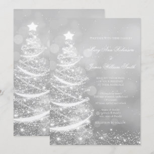 Elegant Silver Glam Christmas Wedding Invitation