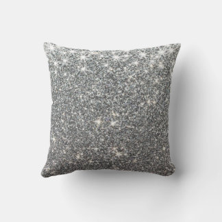 Elegant Silver Glitter Abstract  Throw Pillow
