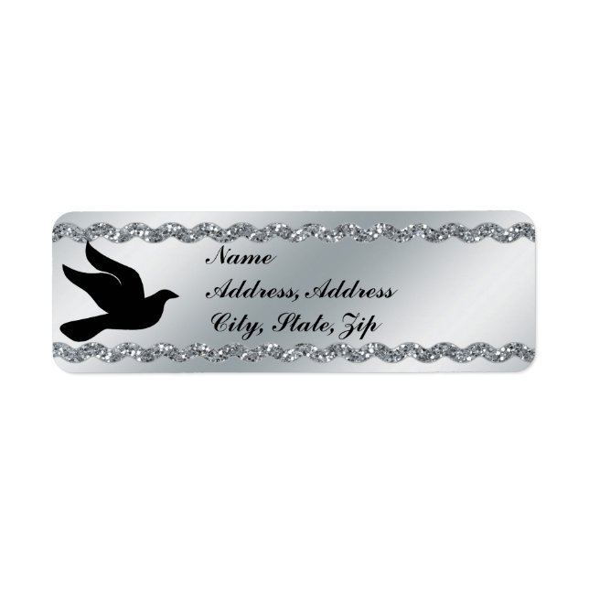 Elegant Silver Glitter Address Label (Front)
