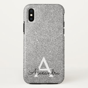 Elegant Silver Glitter and Sparkle Monogram Case-Mate iPhone Case