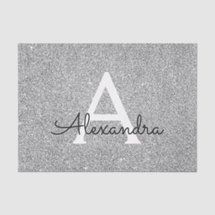 Elegant Silver Glitter and Sparkle Monogram Tissue Paper