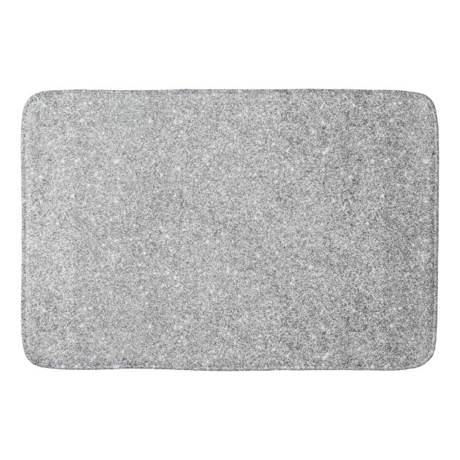 Elegant Silver Glitter Bath Mat (Front)