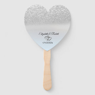 Elegant Silver Glitter Bokeh Hand Fan