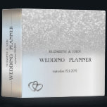 Elegant Silver Glitter Bokeh Hearts Wedding Binder<br><div class="desc">Elegant  silver heart rings on silver glitter bokeh.</div>