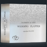 Elegant Silver Glitter Bokeh Hearts Wedding Binder<br><div class="desc">Elegant  silver heart rings on silver glitter bokeh.</div>