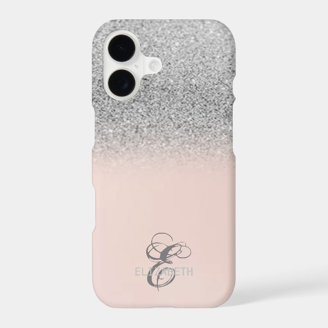 Elegant Silver Glitter Bokeh Monogram (Back)