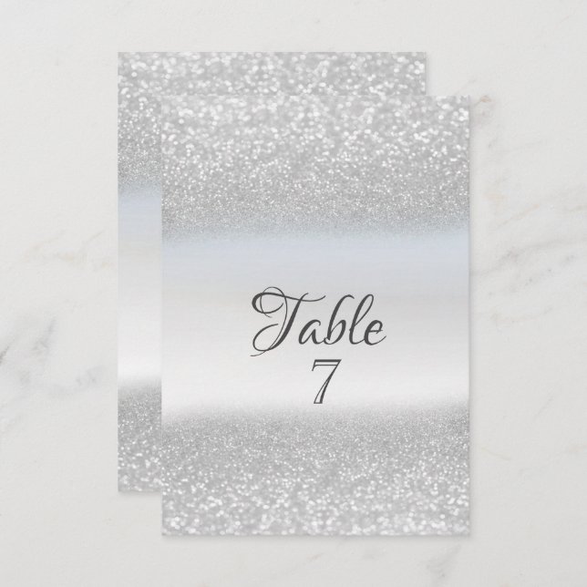 Elegant Silver Glitter Bokeh Table  Card (Front/Back)