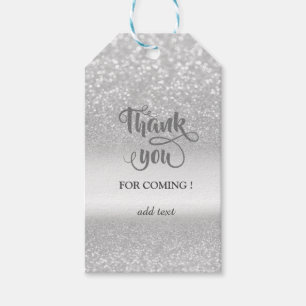 Elegant Silver Glitter Bokeh Wedding  Thank You Gift Tags