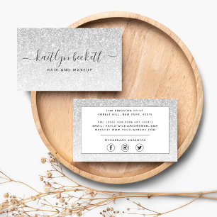 Elegant Silver Glitter Business Card