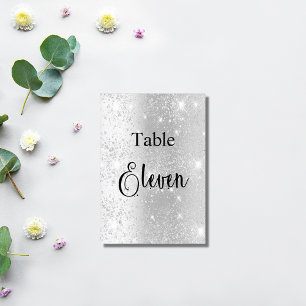 Elegant silver glitter calligraphy table eleven 11 number