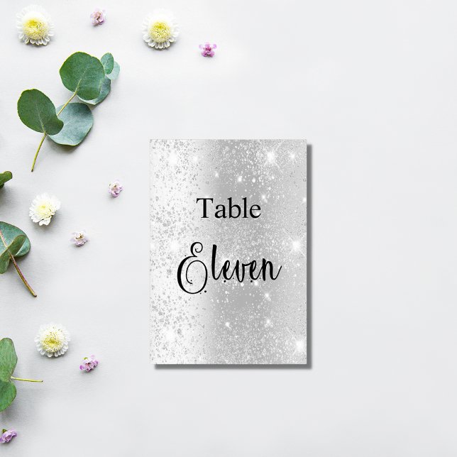 Elegant silver glitter calligraphy table eleven 11 number (Creator Uploaded)
