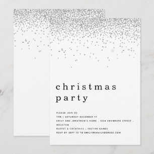 Elegant Silver Glitter Christmas Party Invitation
