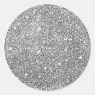 Elegant Silver Glitter  Classic Round Sticker