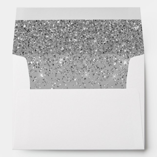 Elegant Silver Glitter Confetti Wedding Grey 5x7 Envelope (Back (Bottom))