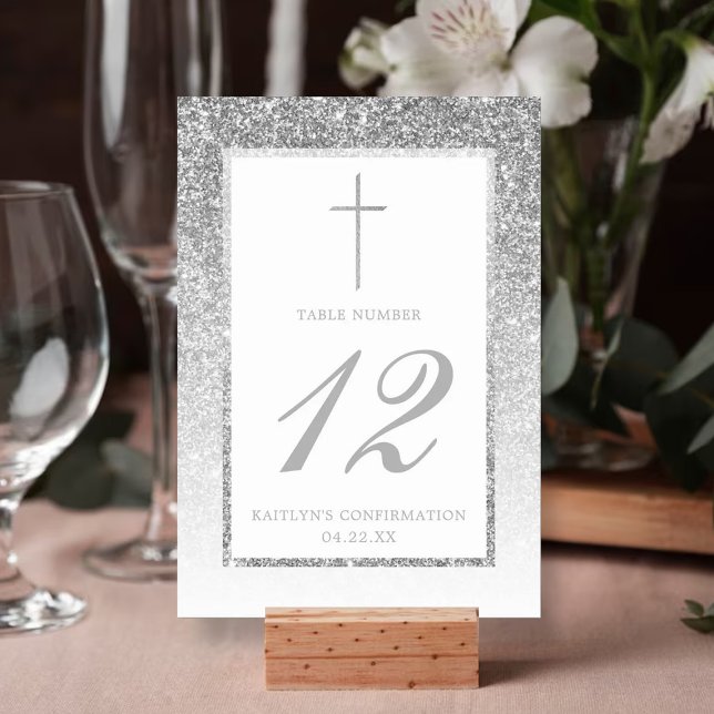 Elegant Silver Glitter Confirmation Or Baptism Invitation (Creator Uploaded)