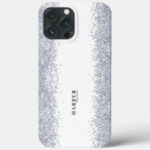 Elegant Silver Glitter Custom Name  iPhone 13 Pro Max Case