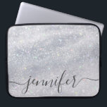 Elegant Silver Glitter Custom Name Laptop Sleeve<br><div class="desc">Protect your laptop in style with our Elegant Silver Glitter Custom Name Laptop Sleeve. Featuring a stunning silver glitter design,  this personalized sleeve adds a touch of glamour while safeguarding your device from scratches and bumps. Perfect for students and professionals alike!</div>