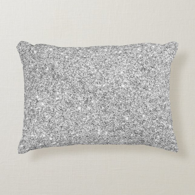 Elegant Silver Glitter Decorative Pillow (Front)