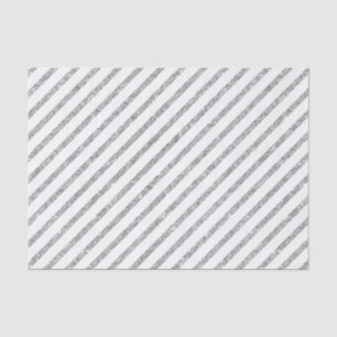 Elegant Silver Glitter Diagonal Stripes Pattern Tissue Paper