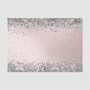 Elegant Silver Glitter Faux Metallic Blush Pink Tissue Paper