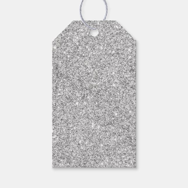 Elegant Silver Glitter Gift Tags (Front)