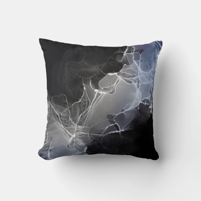 Elegant Silver Glitter Gradient Abstract Throw Pillow (Front)