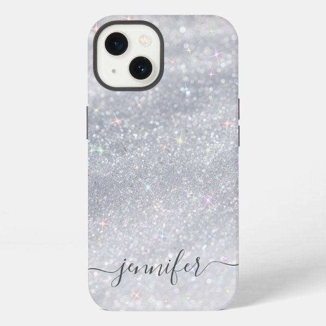 Elegant Silver Glitter  iPhone Case (Back)