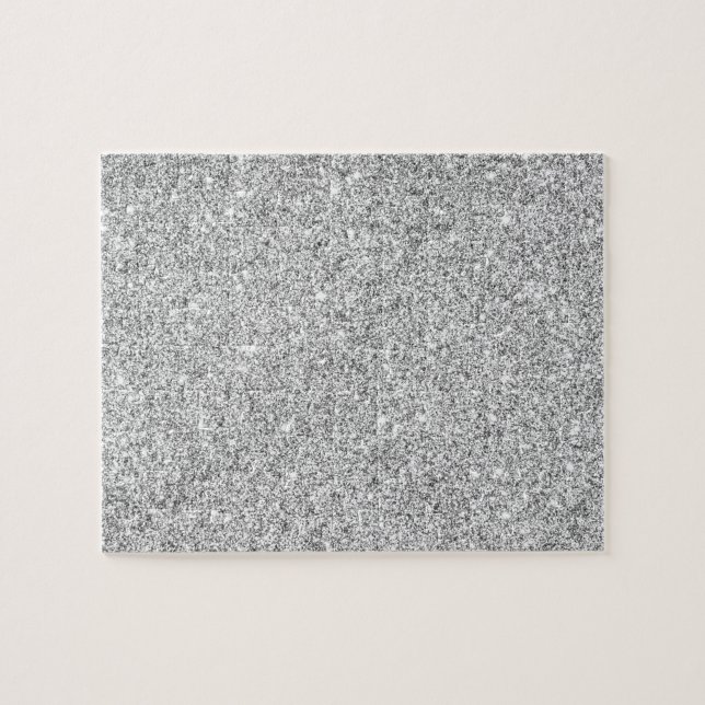 Elegant Silver Glitter Jigsaw Puzzle (Horizontal)