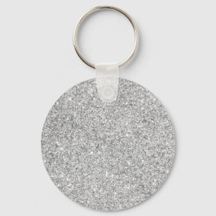 Elegant Silver Glitter Keychain