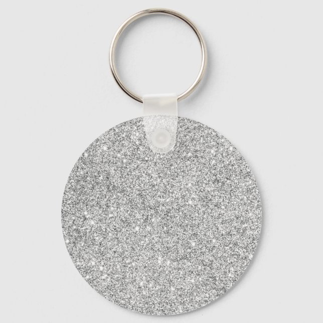 Elegant Silver Glitter Keychain (Front)